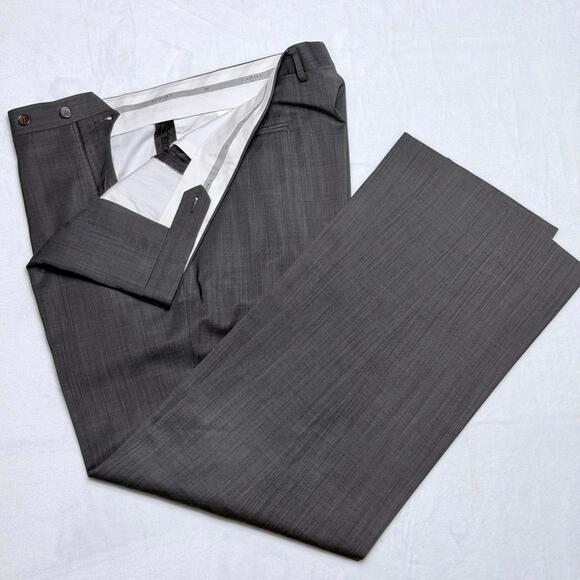 Lot of 2 Canali Travel Mens Blue Brown 100% Wool Office Trousers Pants 40W 31L